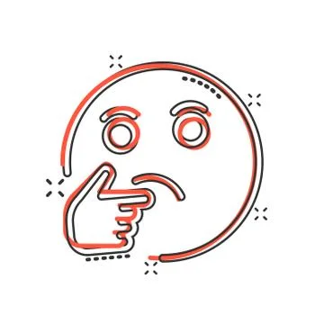 Thinking face icon in comic style. Smile emoticon vector cartoon illustration 스톡 일러스트