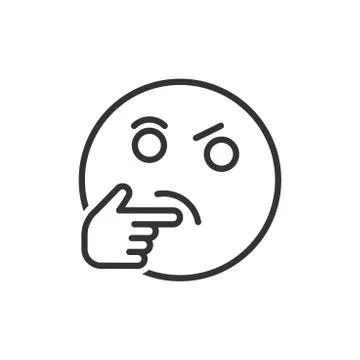 Thinking face icon in flat style. Smile emoticon vector illustration on white Stock Illustration