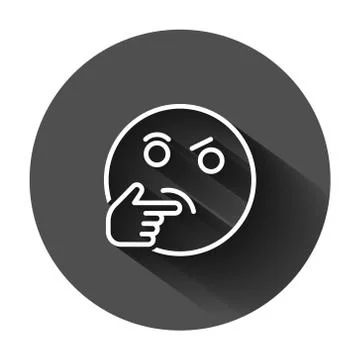 Thinking face icon in flat style. Smile emoticon vector illustration on black Illustrazione stock