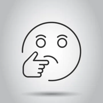 Thinking face icon in flat style. Smile emoticon vector illustration on isola Stock Illustration