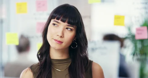 Thinking face, ideas and professional woman planning development, problem Stock Footage 257955291