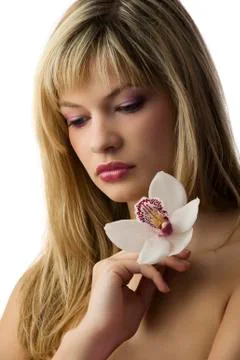 Thinking with flower Stock Photos