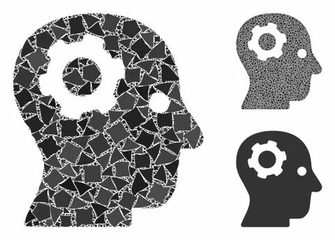 Thinking gear Composition Icon of Rough Elements Stock Illustration