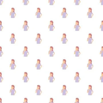 Thinking girl cartoon seamless pattern for ideas Stock Illustration