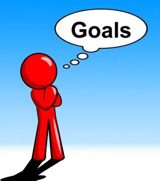 Thinking goals character meaning objective mission and aspire Stock Illustration