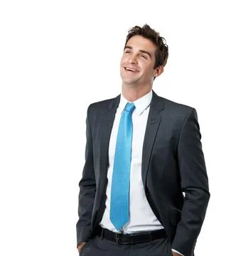 Thinking, happy and man in studio with lawyer, planning and problem solving.. 스톡 사진