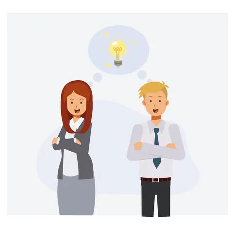 Thinking, having idea, brainstorm concept.Team of business Having idea and so Stock Illustration