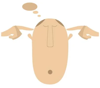 Thinking head and two hands isolated Stock Illustration