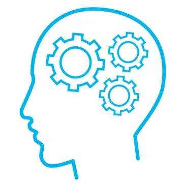 Thinking Head with Cog Wheels Stock Illustration