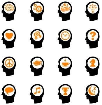 Thinking Head Icons Stock Illustration