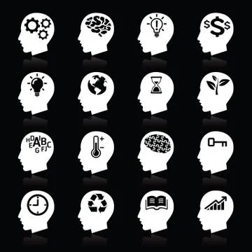 Thinking Heads Icons. vector eps 10 Stock Illustration