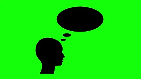 Thinking Human Head Silhouette Icon on Green Background Stock Footage 255162641
