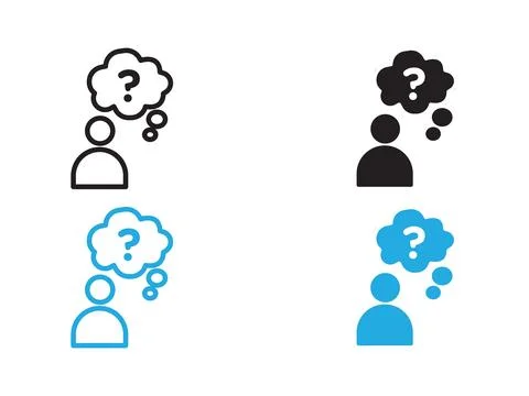 Thinking icon black and white vector outline sign Stock Illustration