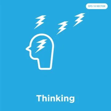 Thinking icon isolated on blue background Free Stock Illustration