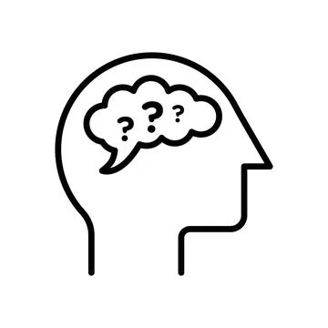 Thinking icon linear logo mark in black and white Stock Illustration