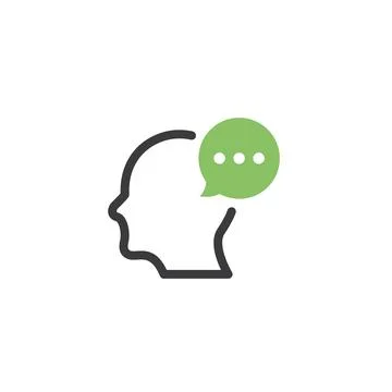 Thinking Icon man bubble idea. Vector person think symbol customer avatar Stock Illustration
