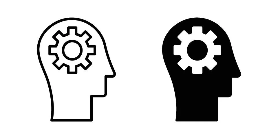 Thinking icon. Outline, flat icons Stockillustratie
