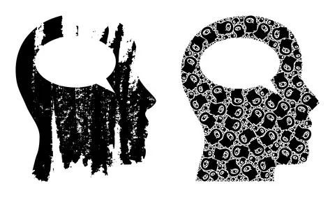 Thinking Icon Recursion Composition and Grunge Textured Icon Illustrazione stock
