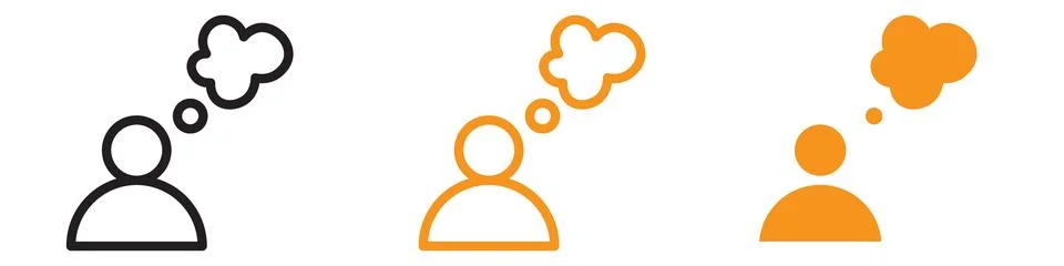 Thinking Icon Set Contemplation Illustrations for Mindfulness and Psychology Stock Illustration