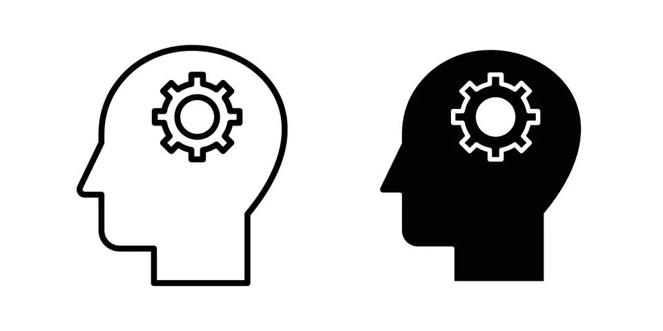 Thinking icon symbol  illustration bundle in black colour Stockillustratie