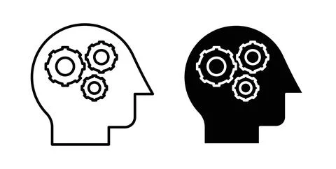 Thinking icon symbol. Vector illustration pack in black color. Illustrazione stock