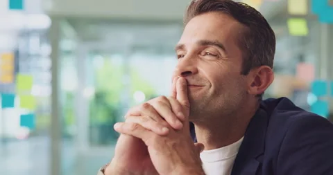 Thinking, idea and business man in office for solution, planning and problem Stock Footage 303492192