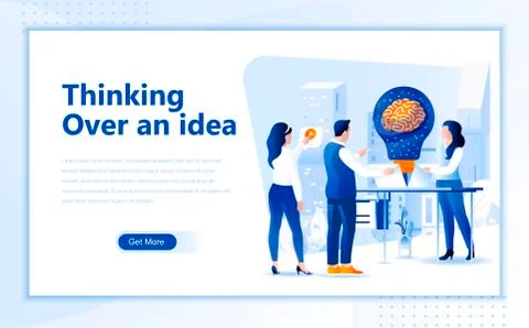 Thinking an idea flat web page design template Stock Illustration