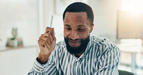 Thinking, ideas and black man in office for planning creative project for Stock Photos