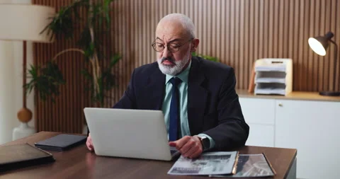Thinking, insight or man in office with laptop, problem solving or funding ideas Stock Footage 330061484