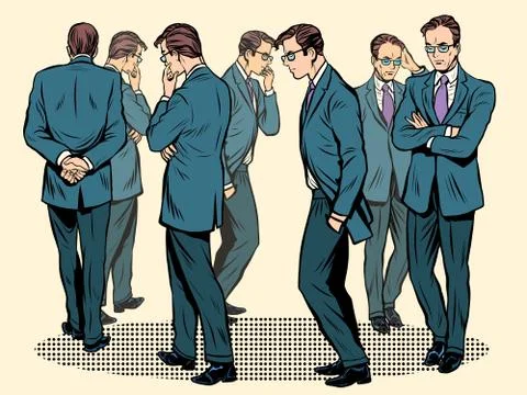 Thinking intellectual work, the man goes around 스톡 일러스트
