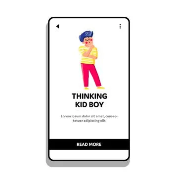Thinking Kid Boy Search For Resolve Problem Vector Stock-Illustration