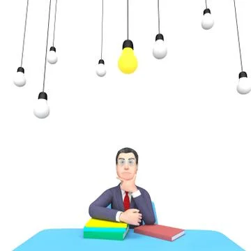 Thinking Lightbulbs Represents Power Source And Adult 3d Rendering 스톡 일러스트