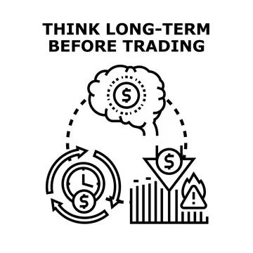 Thinking long term before trading investing decisions Stock Illustration