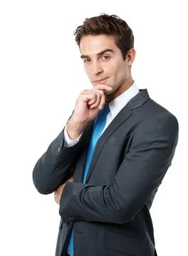 Thinking, man and lawyer in studio with portrait, planning and problem solv.. Stock Photos