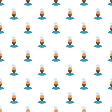 Thinking man with beard having new ideas seamless pattern Stock Illustration