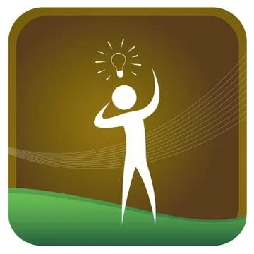 Thinking man with bulb idea... Stock Illustration