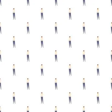 Thinking man character seamless pattern on white background Illustrazione stock