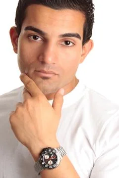 Thinking man chronograph watch Stock Photos