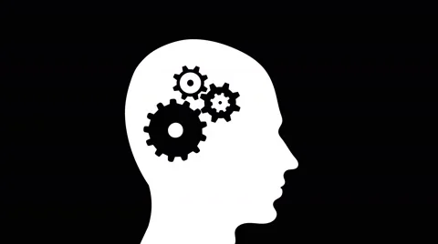 Thinking man concept whirling gears and cogs loop Stock Footage 62329095