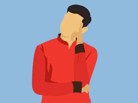 Thinking Man Flat Vector Illustrator. Vector art Illustrator Stock Illustration