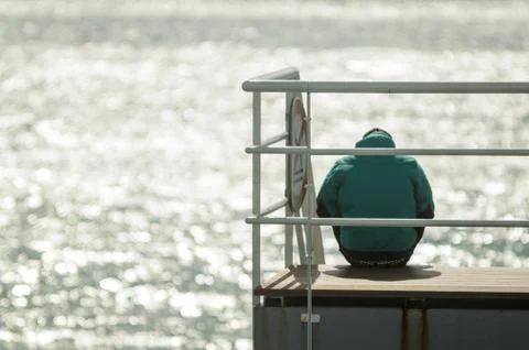 Thinking man in front of the sea Stock Photos