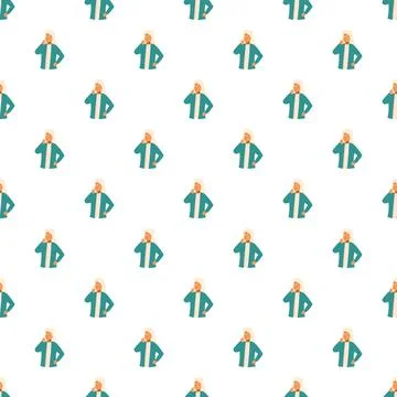 Thinking man with hand on chin seamless pattern Illustrazione stock