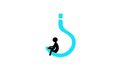 Thinking man icon animation on a swing for psychology, storytelling, and in.. Stock Footage 313421416