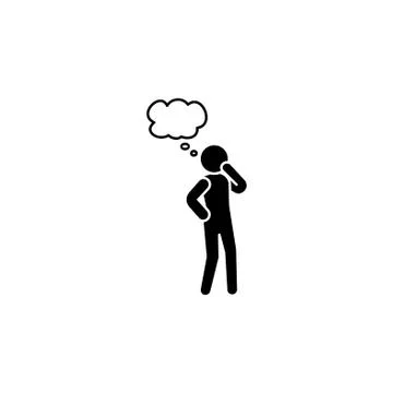 Thinking man icon; Person thinking icon black on white background Stock Illustration