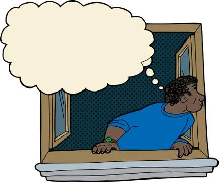 Thinking man looking out Stock Illustration
