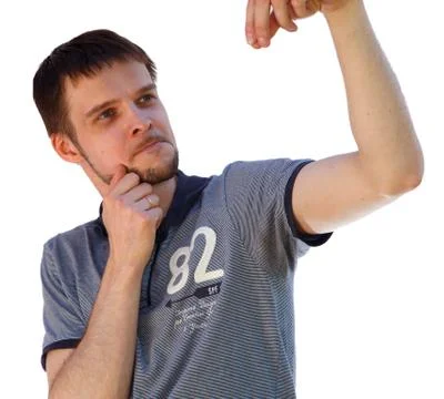 Thinking man looks at something Stock Photos