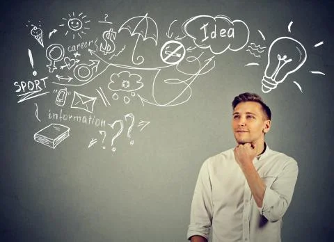 Thinking man making plans for future Stock Photos