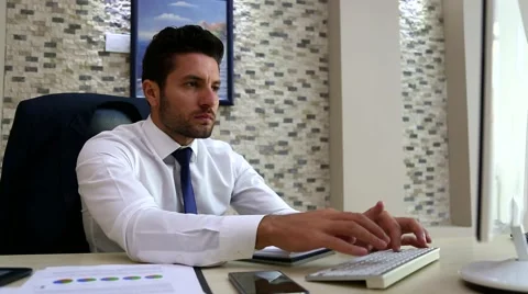 Thinking man office work Stock Footage 68315132