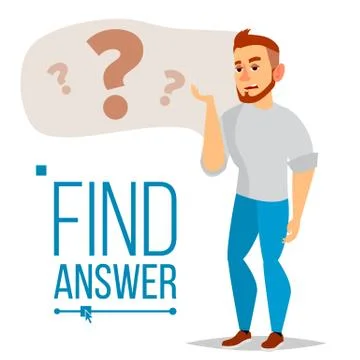 Thinking Man . Question Sign In Think Bubble. Male Think And Find Answer 스톡 일러스트