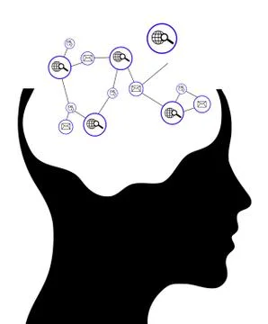 Thinking man representing a social network. conceptual image 스톡 일러스트